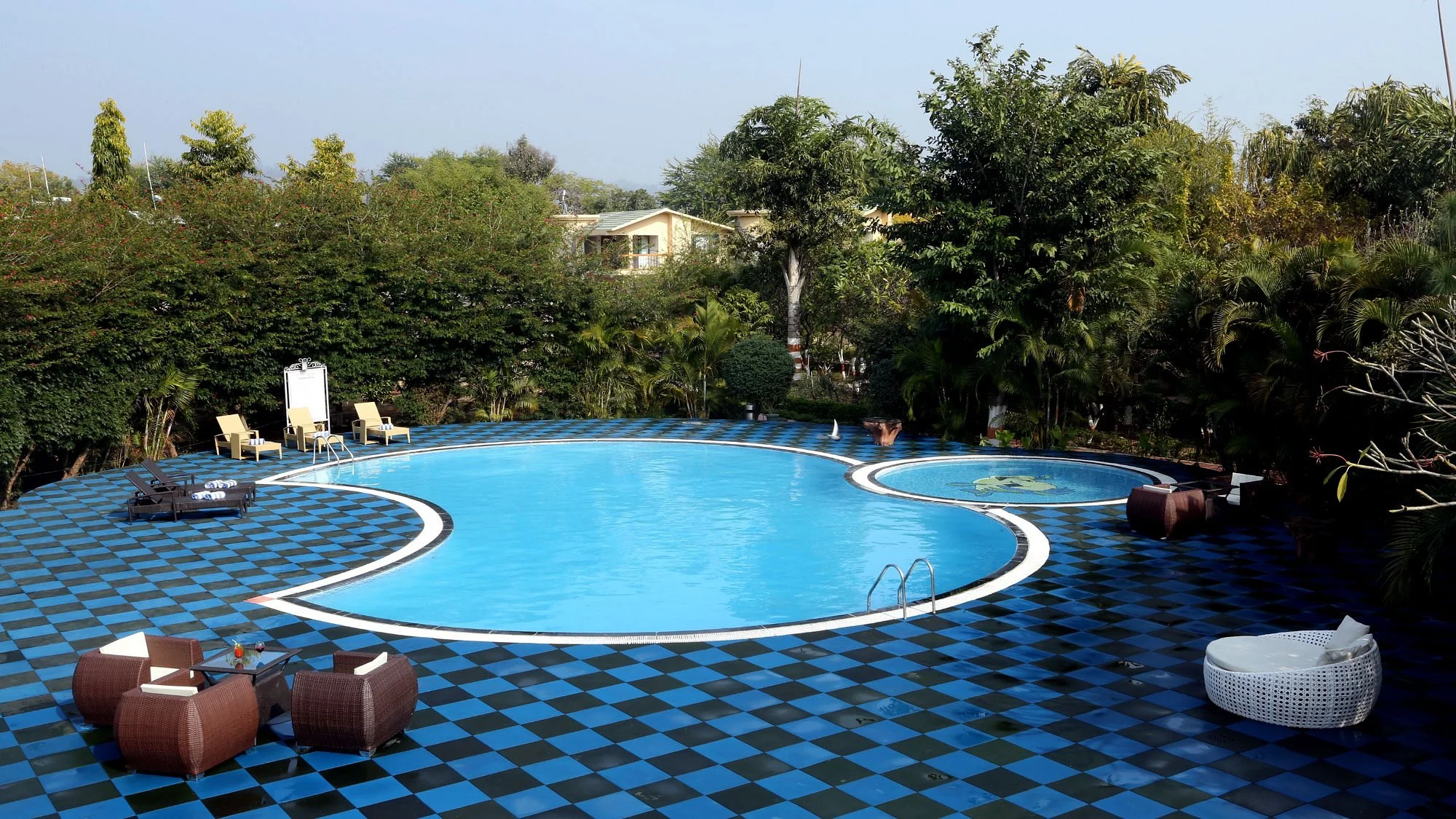 Poolside deck and seating